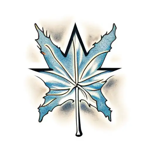 Texas Flag embedded inside a Sugar Maple Leaf tattoo design idea