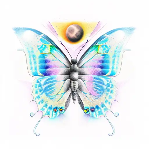 evolution of butterfly into AI bird tattoo design idea