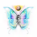 evolution of butterfly into AI bird tattoo design idea