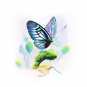 evolution of butterfly into AI bird tattoo design idea