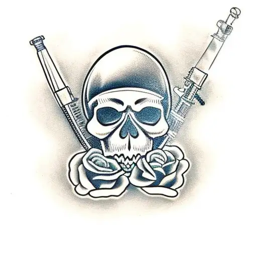 skull guns tattoo design idea