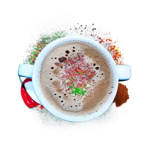 A coffee cup filled with colorful Mexican spices and ingredients tattoo design idea