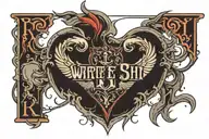 write Ri...Sh on chest down world logo surrounded tattoo design idea