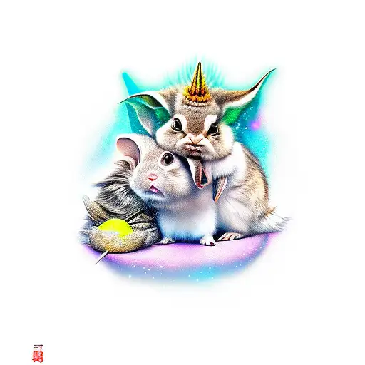 rabbit ostrich hamster racoon unicorn penguin tofu tiger yoda tattoo design idea