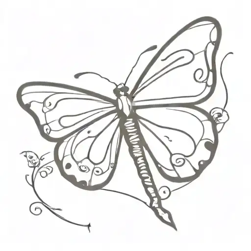semicolon butterfly with beautiful sword as the butterfly's body tattoo design idea