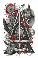 "until the very end" + Harry potter deathly hallows tattoo design idea