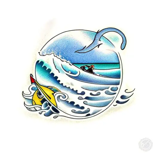 ocean, surfer, seaweed, sailor  tattoo design idea