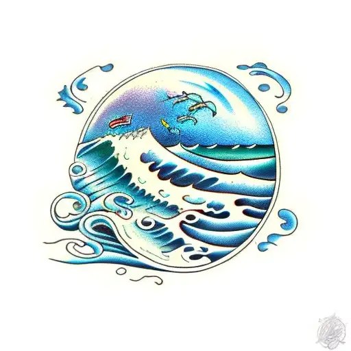 ocean, surfer, seaweed, sailor  tattoo design idea