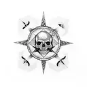 square and compass with skull and crossbones tattoo design idea