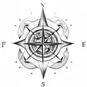 compass, square, skull and crossbones tattoo design idea