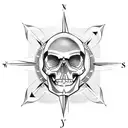 compass, square, skull and crossbones tattoo design idea
