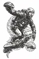 Create a tattoo with skydiving image on top, scuba diving on bottom , on bottom of that swimming , on bottom of that roa tattoo design idea