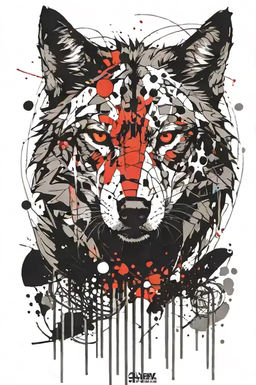 creepy guara wolf silhouette tattoo design idea