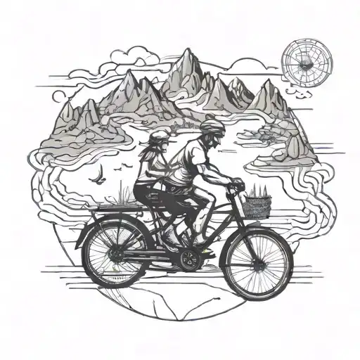 Incorporate a detailed map of a scenic cycling route into the design tattoo design idea