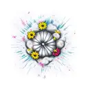bomb with flowers exploding from it tattoo design idea