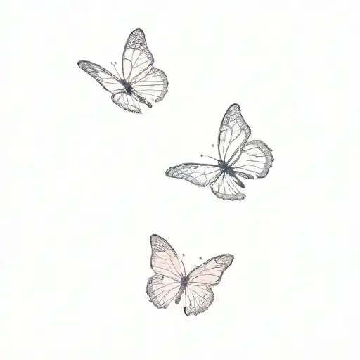 a group of pink butterflies tattoo design idea