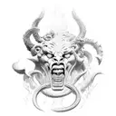 heracles pulling cerberus from the hell and Heracles taking back cerberus from the hell  tattoo design idea