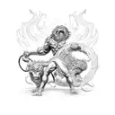 heracles pulling cerberus from the hell and Heracles taking back cerberus from the hell  tattoo design idea