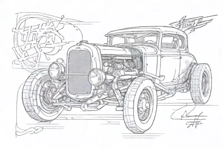 the word Hot Rod tattoo design idea