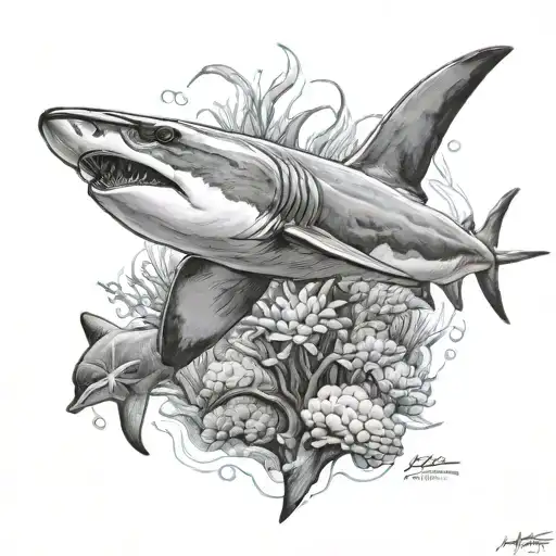 finline whitetip reef shark tattoo design idea