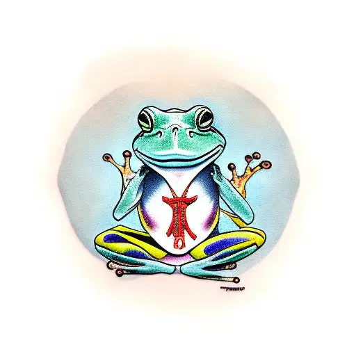 frog meditating tattoo design idea