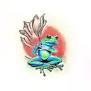 frog meditating tattoo design idea