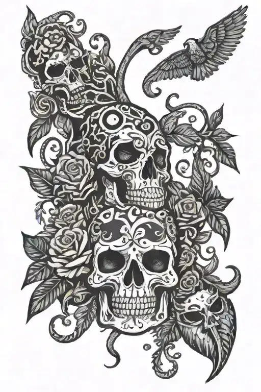 louisiana theme voodoo sleeeve tattoo design idea
