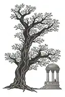 greek resurrection tree growing tattoo design idea
