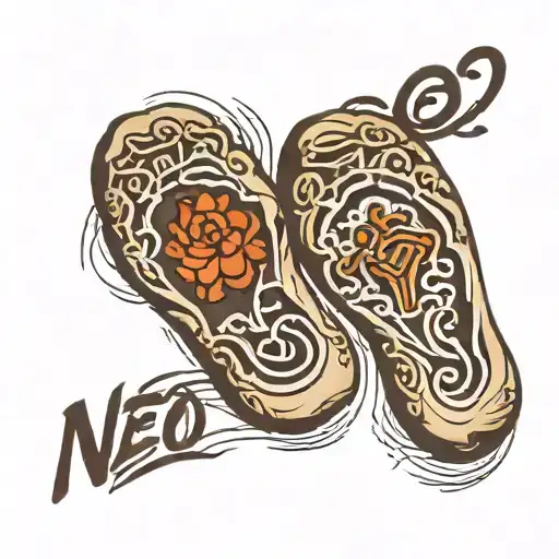 kids foot print with name tattoo design idea