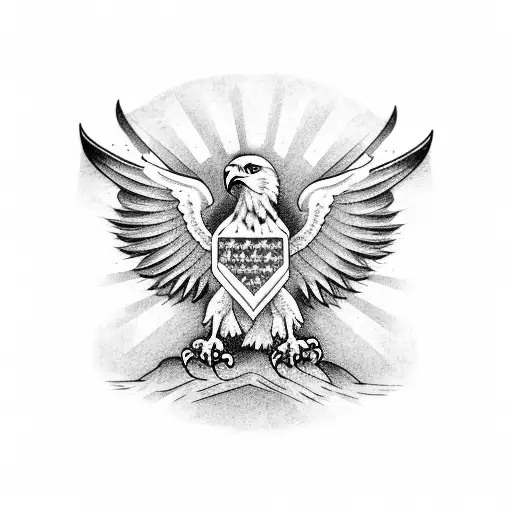 Eagle and a American flag inside of a true north symbol  tattoo design idea