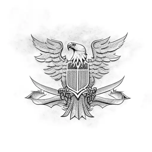 Eagle and a American flag imcombinef with a  true north symbol  tattoo design idea