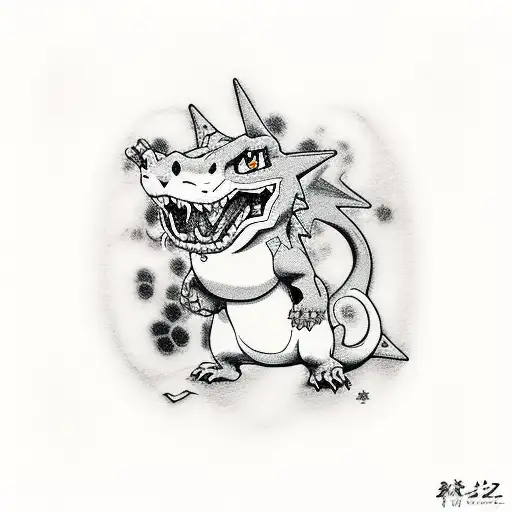 charizard eating a dog tattoo design idea