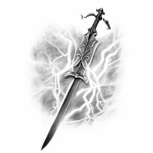 sword with lightning tattoo design idea