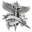 spine tattoo with sword or wings  tattoo design idea