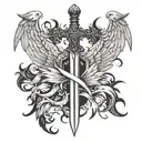 spine tattoo with sword or wings  tattoo design idea