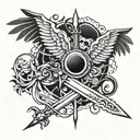 spine tattoo with sword or wings  tattoo design idea