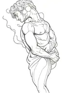 broken down statue creating smoke that covers scar tattoo design idea