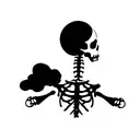 Skeleton somoking with a cloud of smoke where the lungs should be tattoo design idea