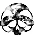 Skeleton somoking with a cloud of smoke where the lungs should be tattoo design idea