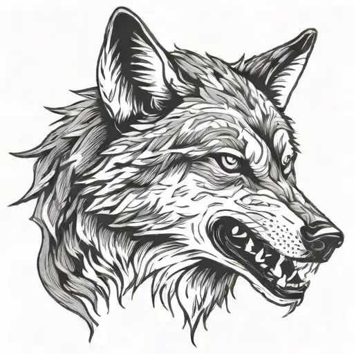 wolf snarling with blood  tattoo design idea