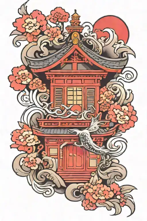 Japan shrine tattoo design idea