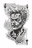 card from " Hunter Hunter" with hisoka face and number 44 and have good and bad site tattoo design idea