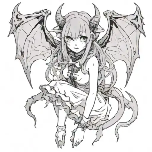 demon girl tattoo design idea