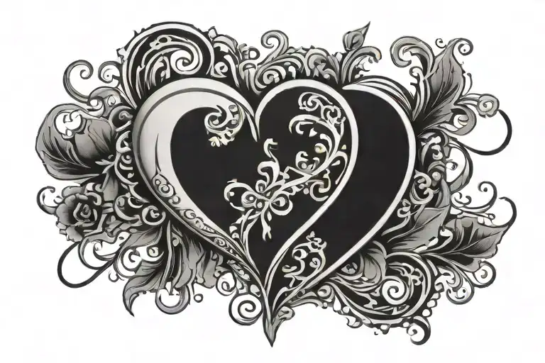 heart and black with tattoo design idea