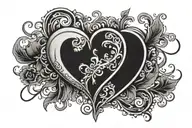 heart and black with tattoo design idea
