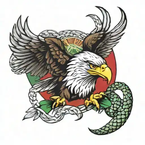 eagle eating snake mexican flag tattoo design idea
