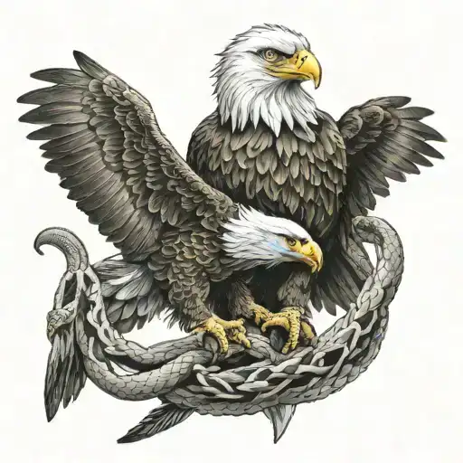 eagle eating snake  tattoo design idea