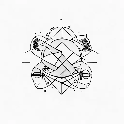 A minimalist tattoo of a cosmic bookshelf filled with musical instruments, representing the vast knowledge and creativity found in the universe tattoo design idea