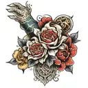 patchwork arm sleeve tattoo design idea