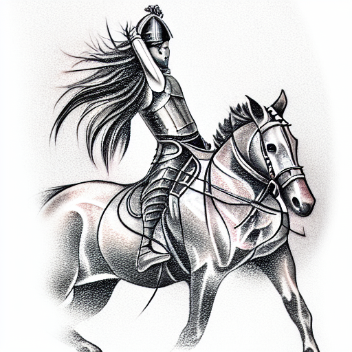 Knight riding a horse tattoo design idea